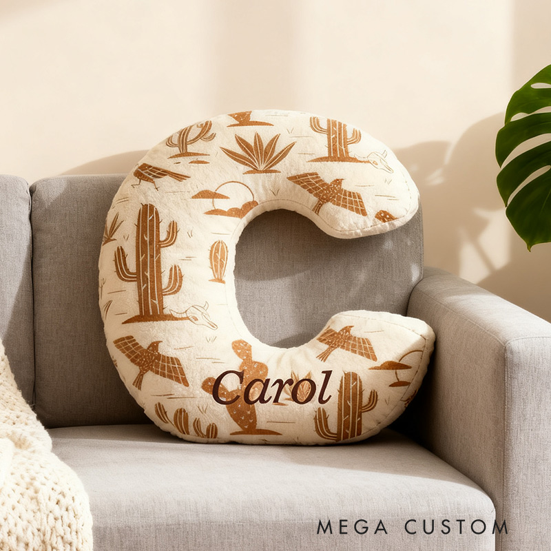 Personalized Desert Explorer Initial Pillow Graphic 3D Print Pillow for Travel Lovers