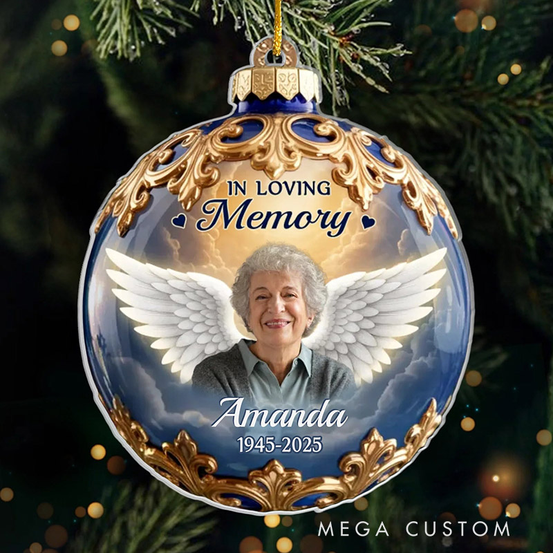 Personalized Christmas Memorial Sympathy Gifts for Loss of Loved One Held in Gentle Memory Custom Photo Acrylic Ornament
