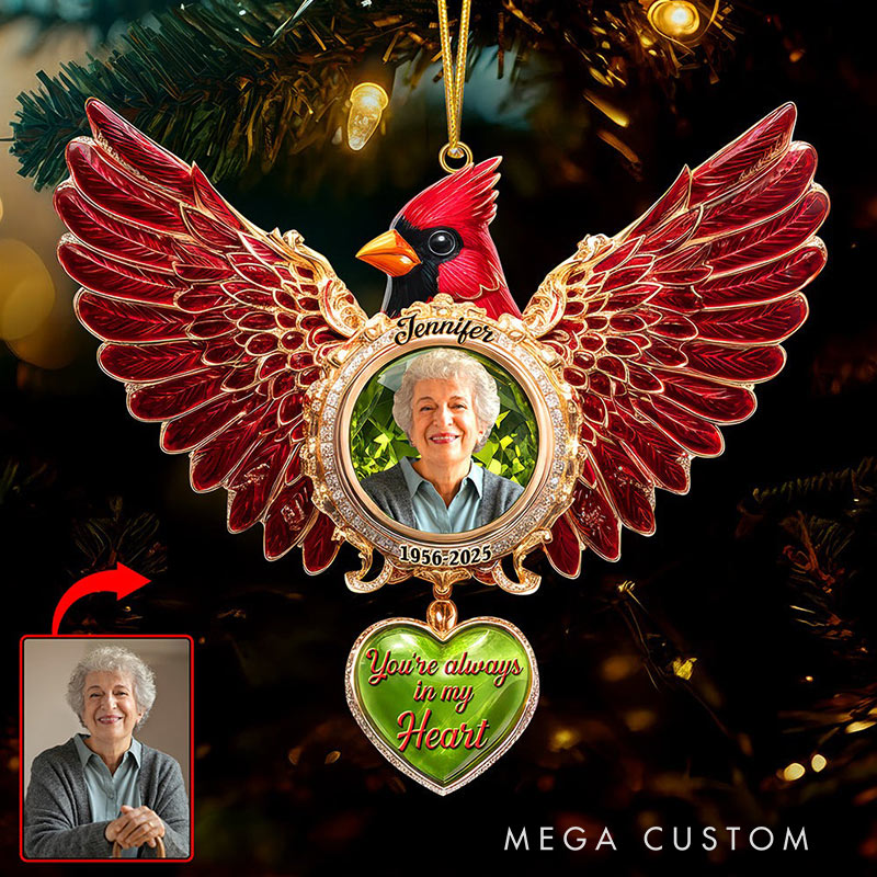 Personalized Cardinal Memorial Christmas Ornament Custom 2D Flat Photo Acrylic Ornament Gifts for Loved Ones In Heaven 