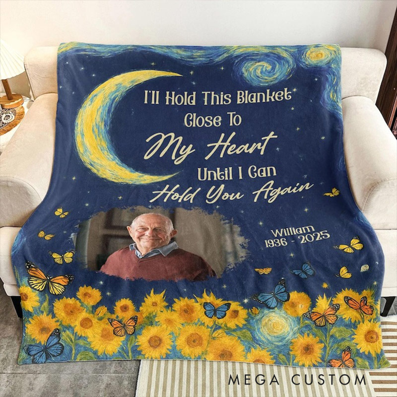 Personalized Blanket When You Miss Me Hug Me Custom Memorial Blanket for Loved One Gift for Loss Sympathy Gifts for Late Family