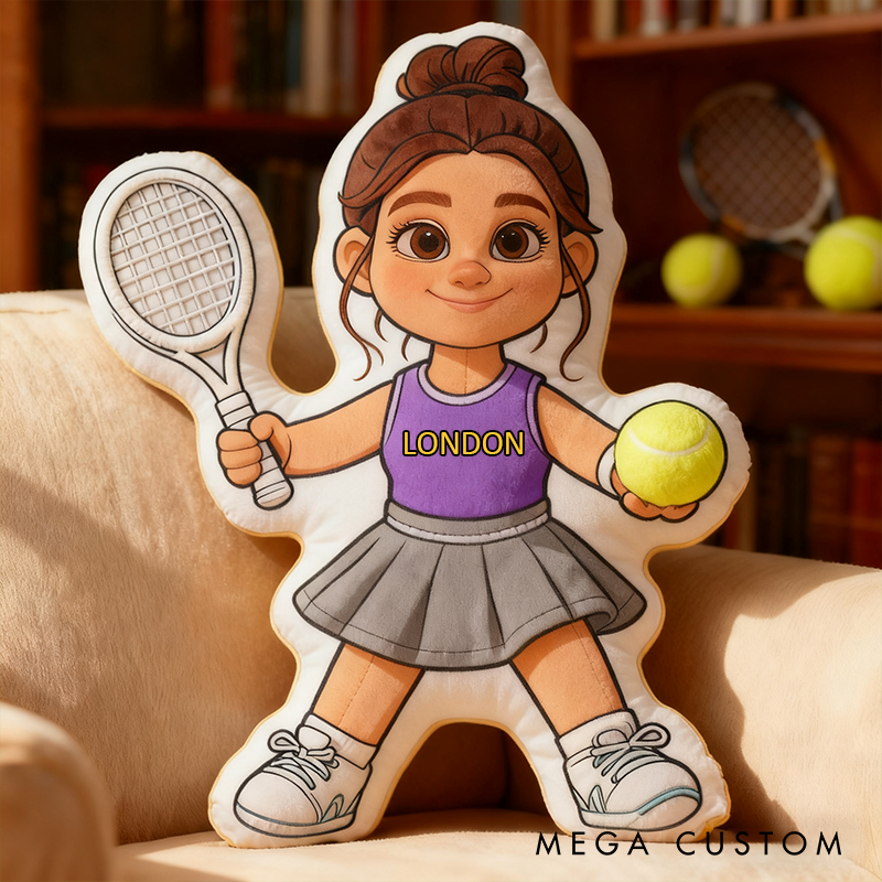Personalized Graphic3DPrint Girl Tennis Pillow with Custom Name for Tennis Fans
