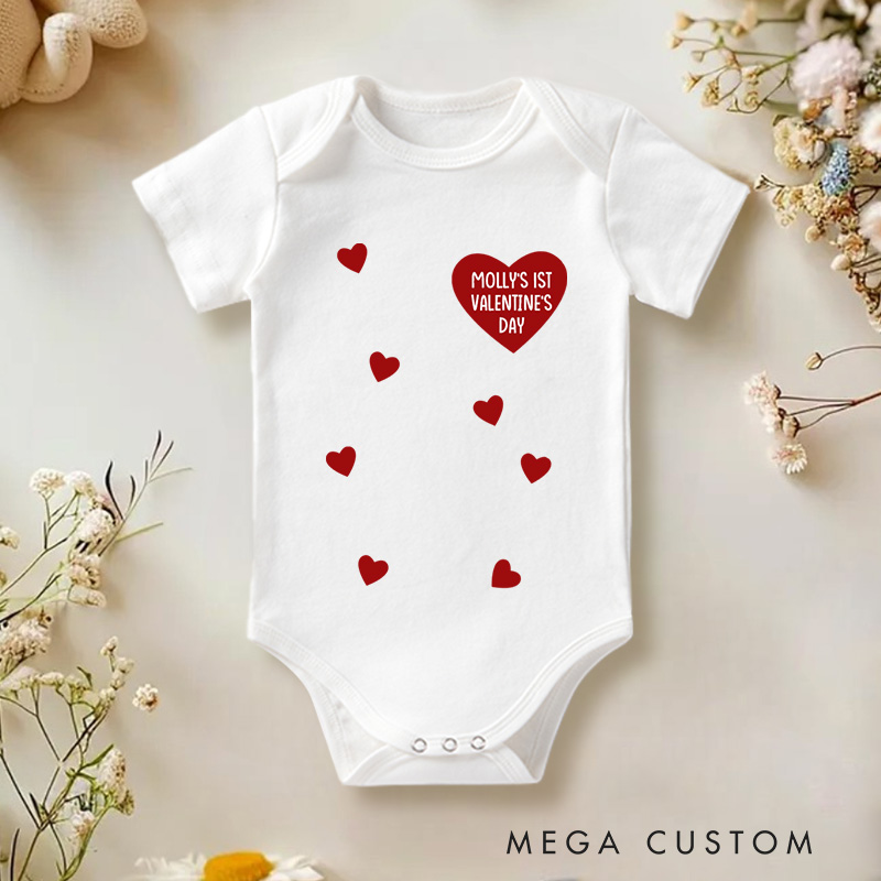 Personalized Someone’s First Valentine’s Day Adorable and Heartfelt Valentine Baby Onesie