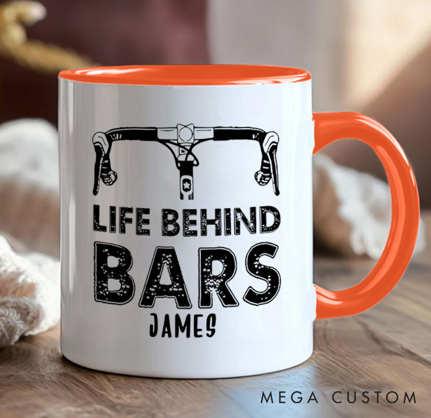 Personalized Life Behind Bars Mug Funny Biker Mugs Biker Gifts Cyclist Mug Women Cyclist Joke Bike Gift For Cyclistsfor Biker Cycling Riding Lovers