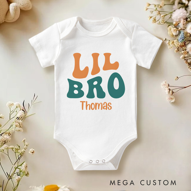 Personalized Lil Bro Baby Onesie Funny Baby Gift