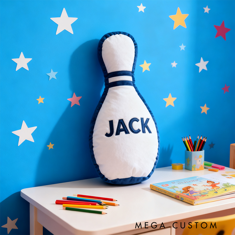 Personalized Bowling Pin Pillow with Custom Name Fun and Striking Decor for Bowling Lovers