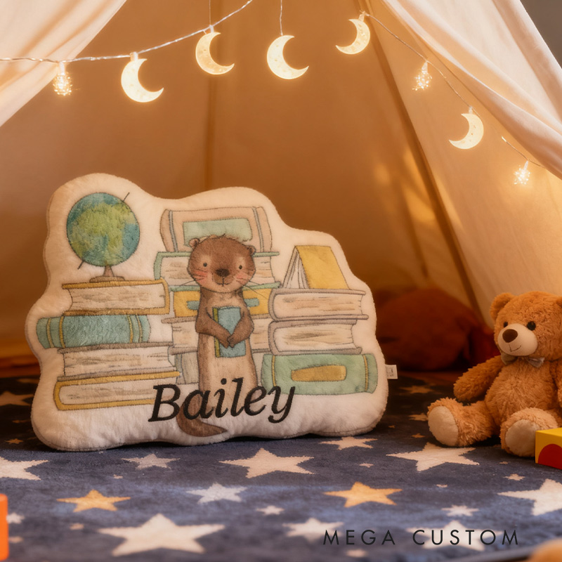 Personalized Library Critter Pillow Graphic 3D Print Gift for Reading Lovers