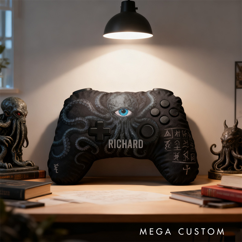 Personalized Graphic 3D Print Mysterious Game Controller Shaped Pillow for Game Lovers Plush Pillow Christmas Gift for Kids