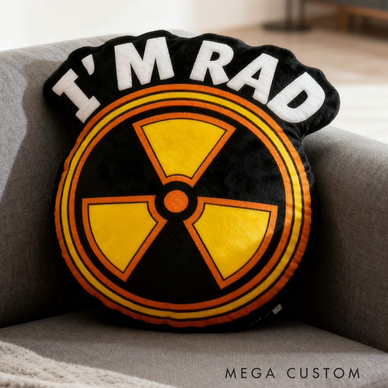 Personalized I'm Rad Pillow Funny Radiation Symbol Pillow Science Nerd Pillow Dark Humor Gift for Geeky Tech