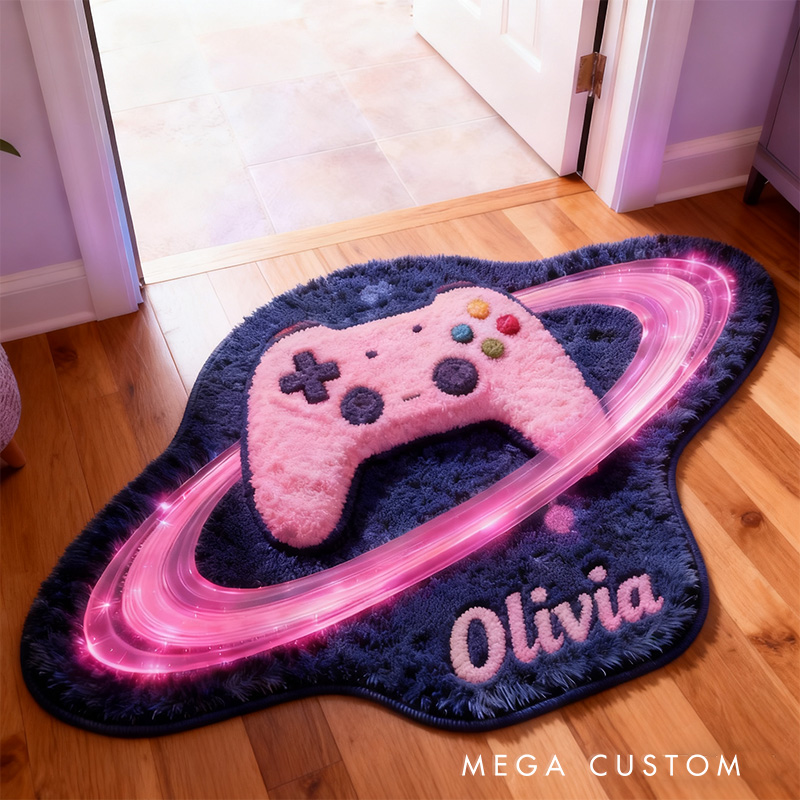Personalized Graphic 3D Print Galaxy Controller Rug with Ring Effect for Gamer Game Lovers Gift for Kids