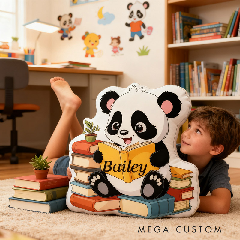 Personalized Cute Panda Pages Pillow Graphic 3D Print Gift for Reading Lovers