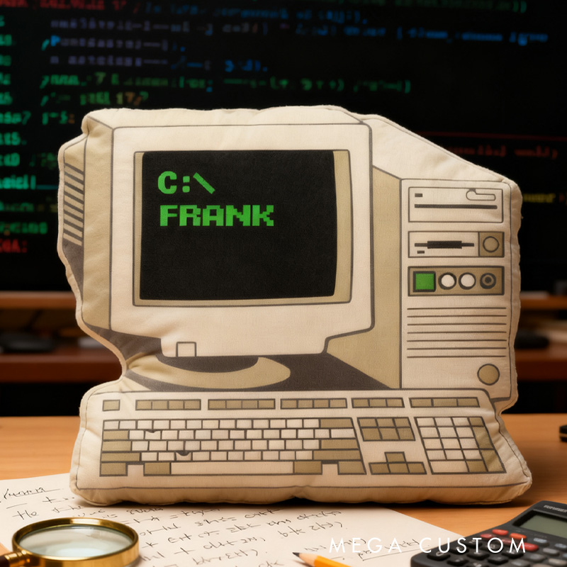 Personalized Retro Computer Pillow Funny IT Programmer Tech Pillow Humor Gift for Geek Nerd Lover