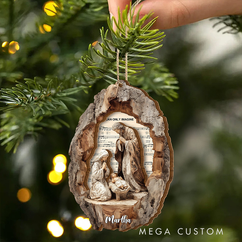 Personalized I Can Only Imagine Nativity Acrylic Ornament with Name Nativity Scene within Tree Hollow Ornament Baby Jesus Virgin Mary Joseph Xmas Gift