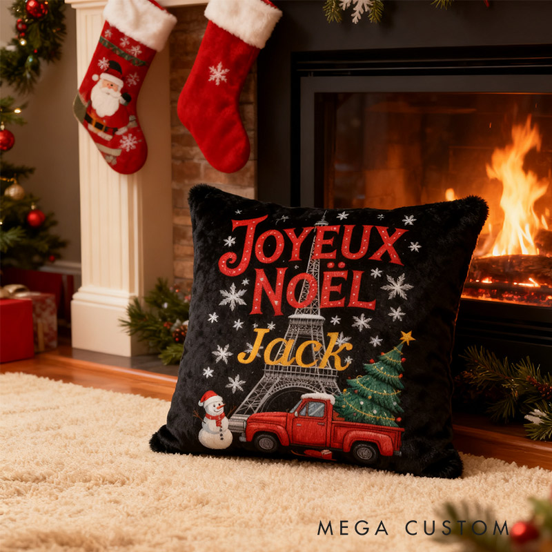 Personalized Parisian Noël Pillow Christmas Pillow Graphic 3D Print Pillow for Travel Lovers