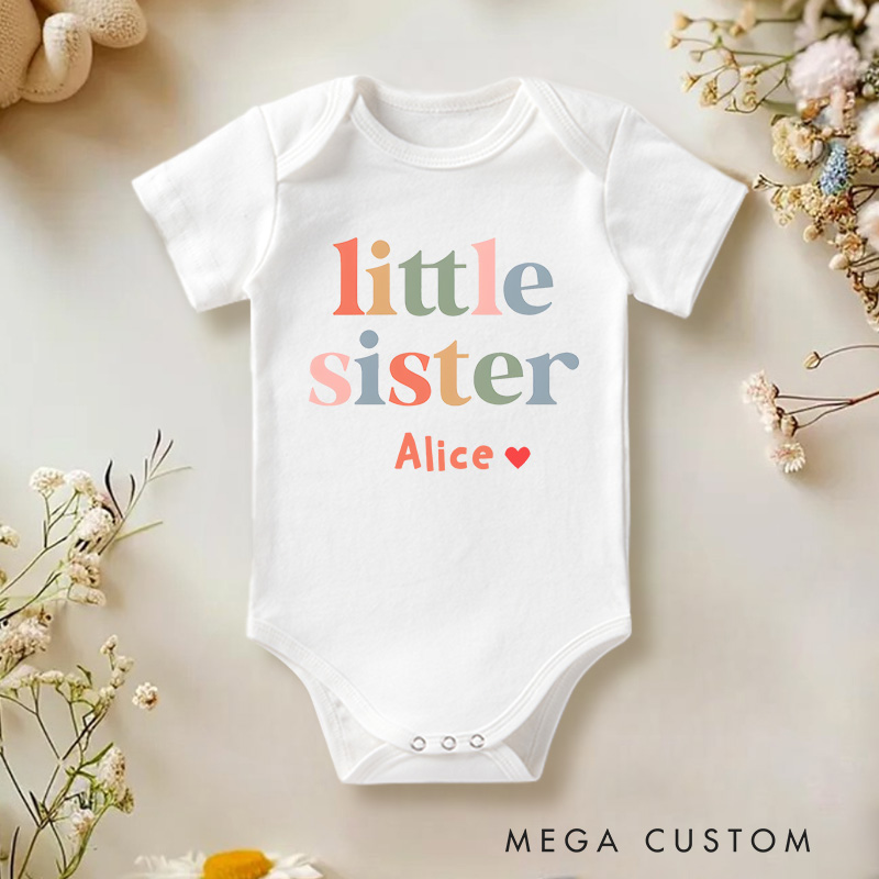 Personalized Little Sister Baby Onesie Pregnancy Announcement Gift