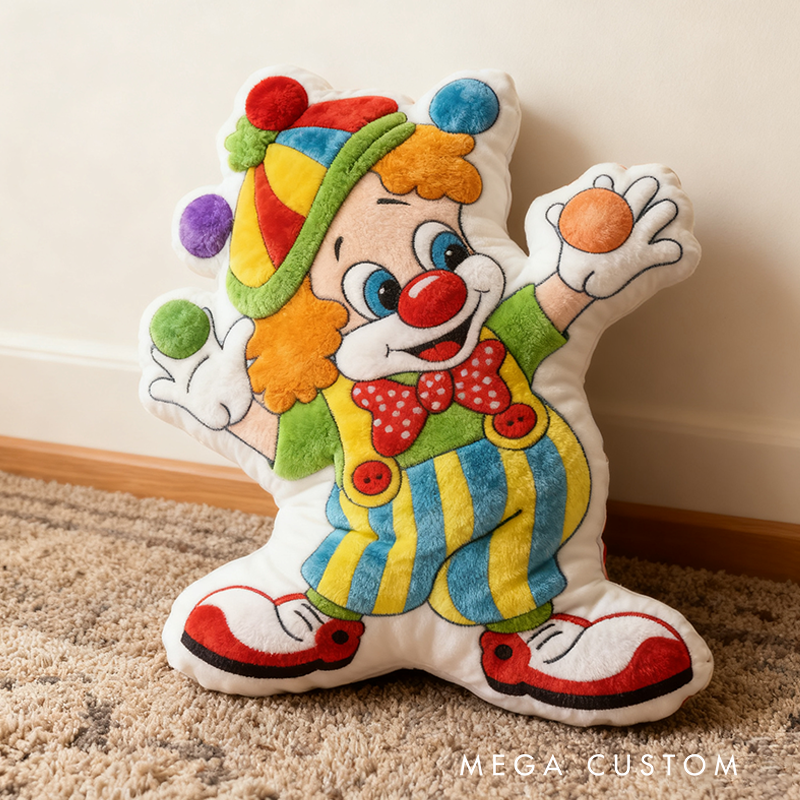 Personalized Colorful Cartoon Clown Christmas Gift Pillow Fun Circus Style with Vibrant Balloons Perfect for Kids' Room Decor