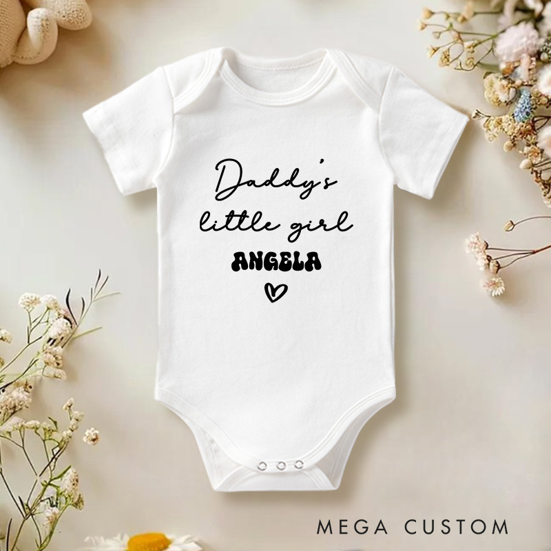 Personalized Daddy’s Little Girl Sweet and Minimalist Design with Heart Accent Baby Onesie