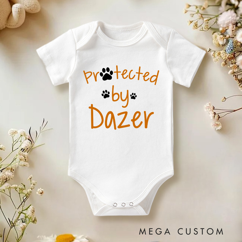 Personalized Protected by Paw Print Baby Onesie Gift for Baby
