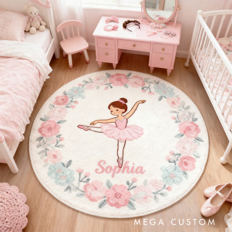 Personalized Flora Ballet Dance Rug for Dance Lovers Gift for Kids Christmas Gifts
