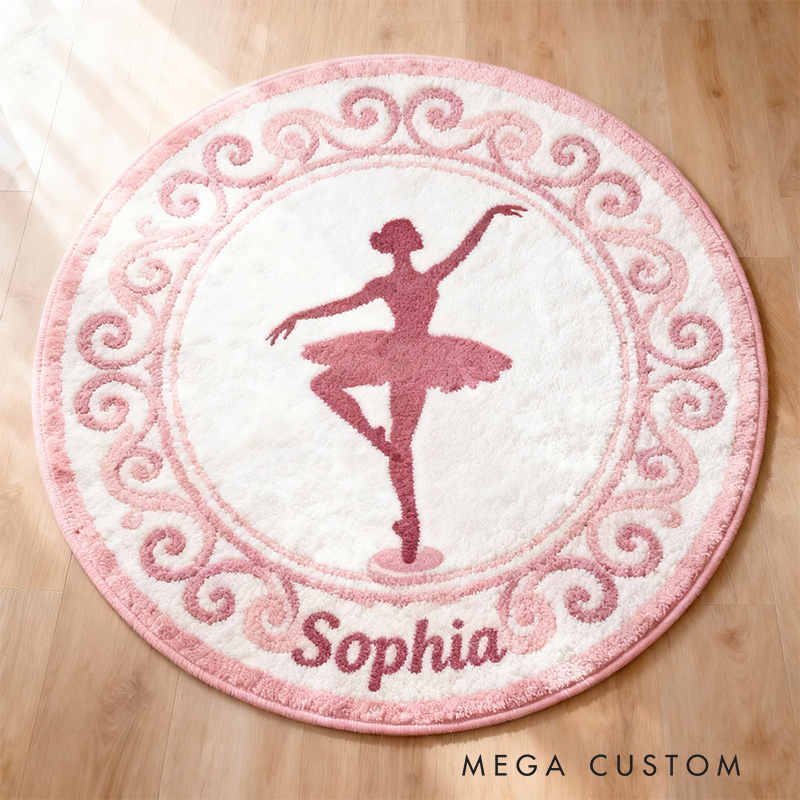 Personalized Art Decor Ballet Dancer Rug for Dance Lovers Gift for Kids Christmas Gifts