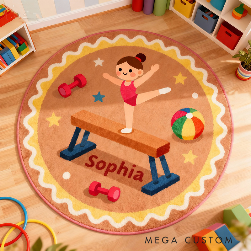 Personalized Gymnastic Girl Rug for Gymnastic Lovers Gift for Kids Christmas Gifts