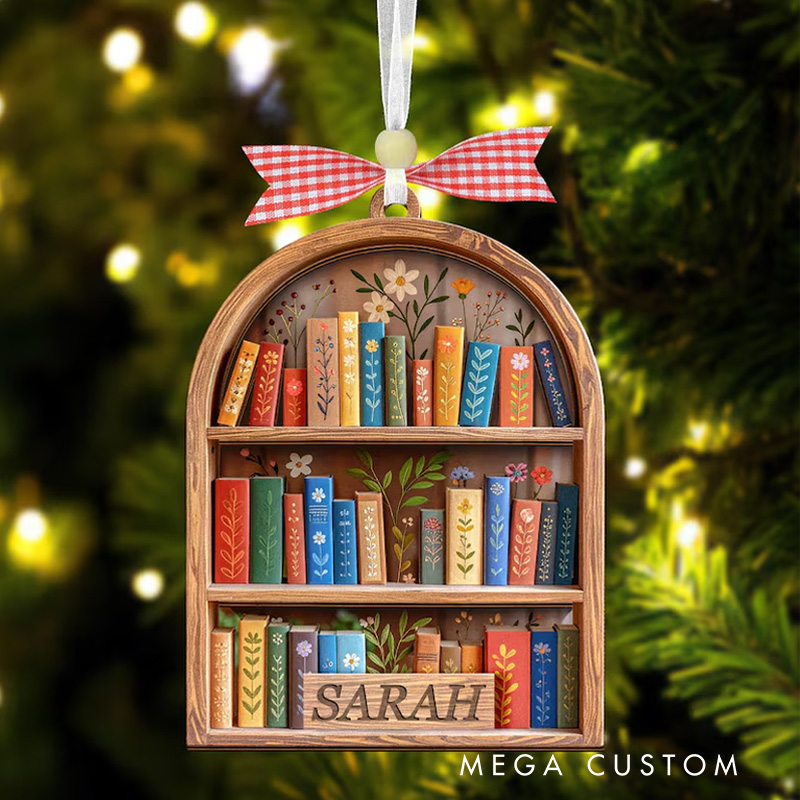 Personalized Christmas Book Ornament for Book Club 2D Acrylic with Name Bookshelf Decor 2025 Book Ornament Tree Decor for Readers