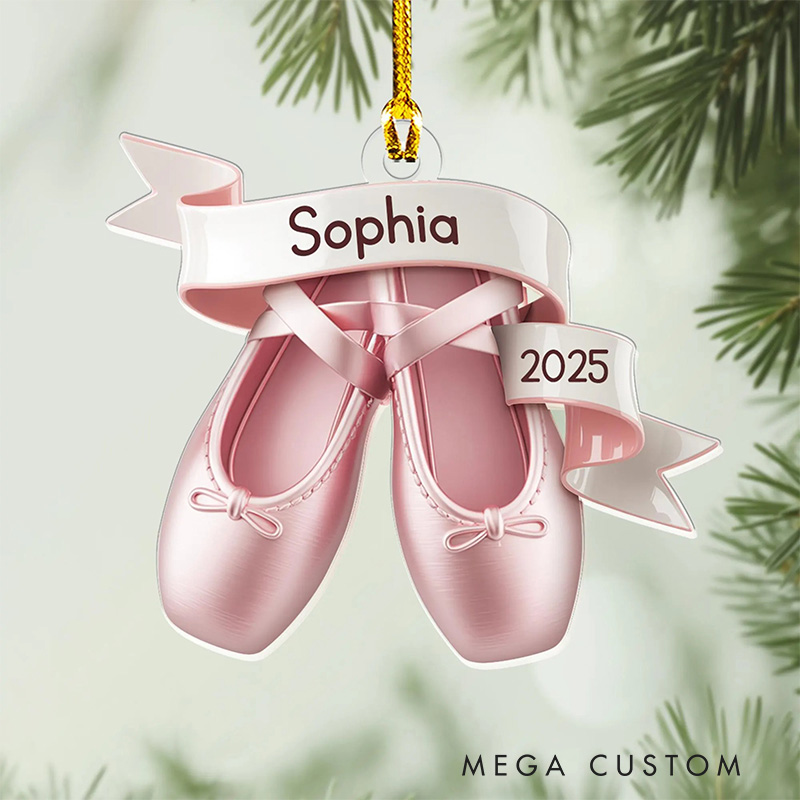 Personalized Graphic 3D Print Ballet Shoes Acrylic Ornament for Dance Lovers Ornament Christmas Gift for Kids