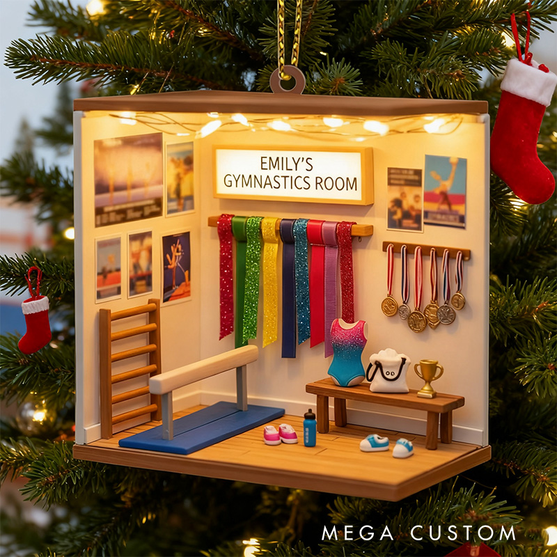 Personalized Gymnastic Room 2D Flat Acrylic Ornament for Gymnastic Lovers Ornament Christmas Gift for Kids