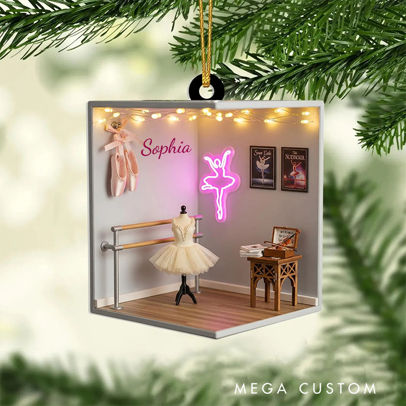 Personalized Ballerina Room 2D Flat Acrylic Ornament for Dance Lovers Ornament Christmas Gift for Kids