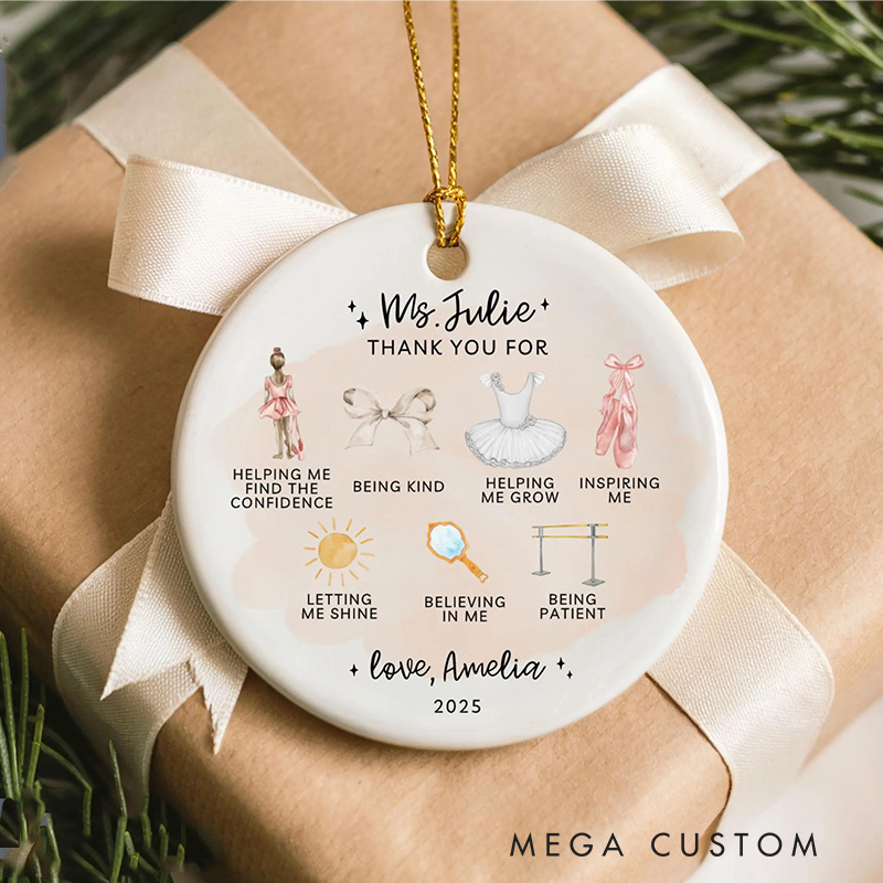 Personalized Dance Teacher Christmas Ceramic Ornament Dance Lovers Dance Coach Christmas Gift Dancer Xmas Gift Christmas Decor