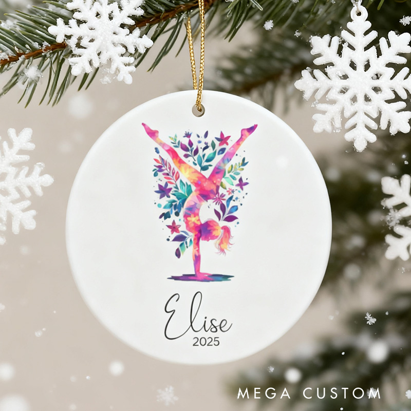 Personalized 3D Effect Gymnastics Team Christmas Ceramic Ornament Gymnastic Lovers Christmas Gift Dancer Xmas Gift Christmas Decor