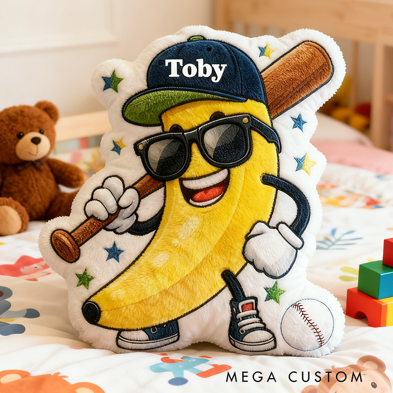 Personalized Banana Baseball Pillow with Custom Name A Fun and Unique Gift Idea
