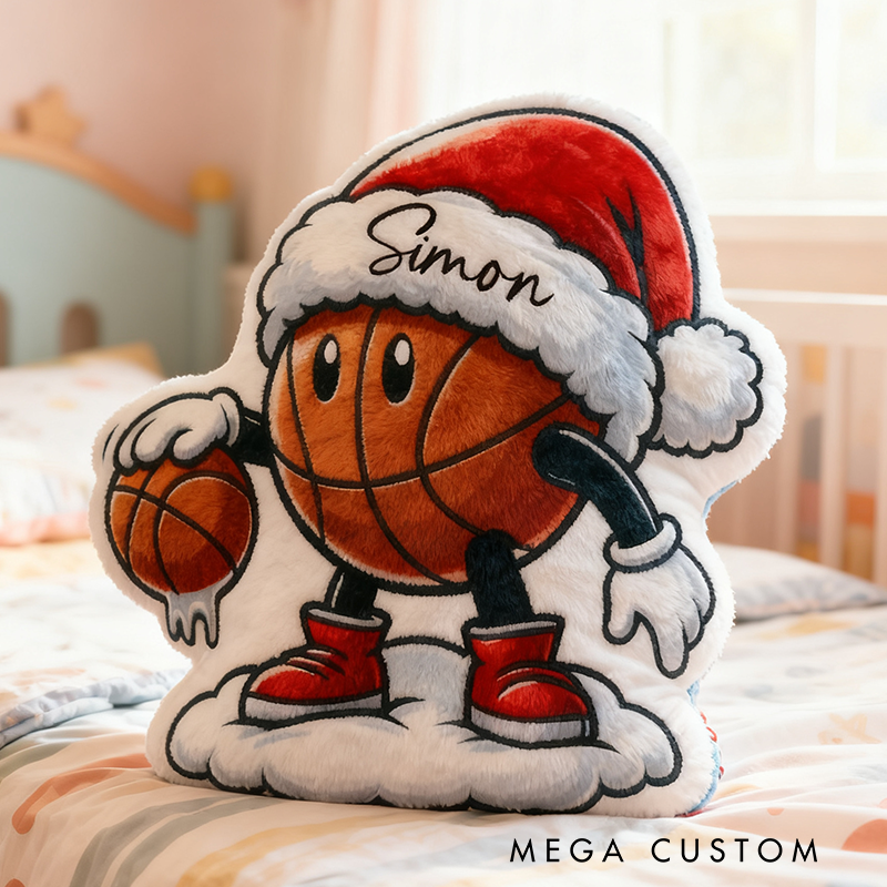 Personalized Christmas Basketball Pillow with Custom Name Design