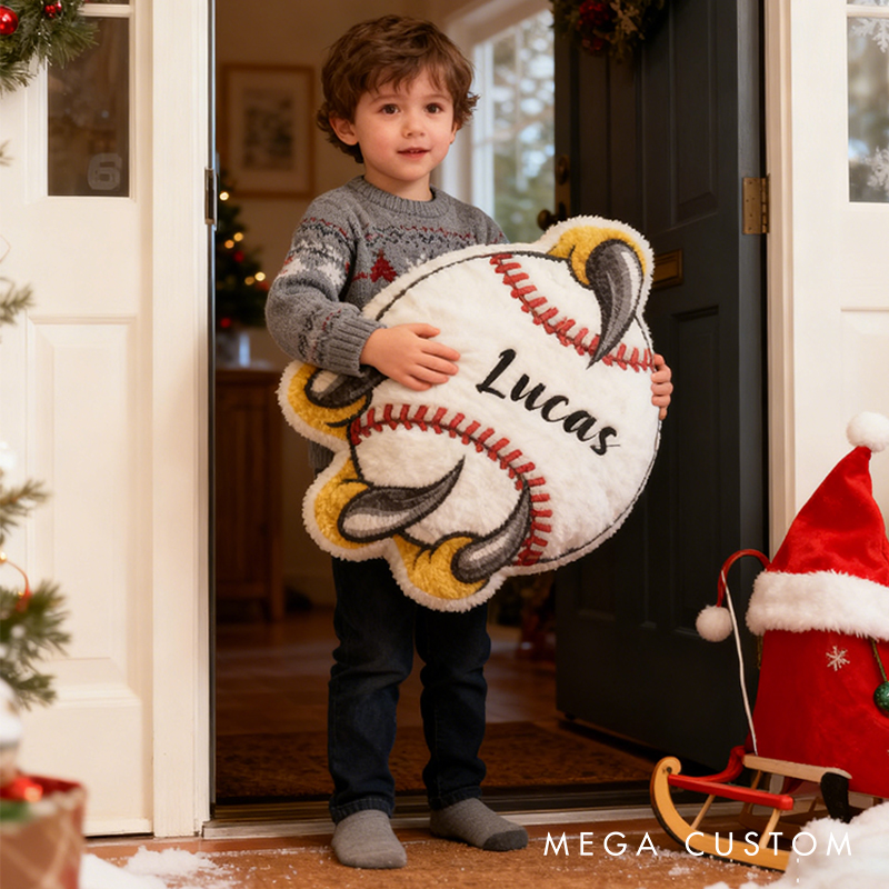Personalized Baseball Pillow with Fierce Claw Design and Custom Name for Sports Lovers and Kids