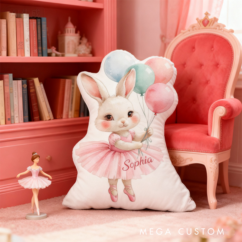 Personalized Cartoon Ballet Rabbit Shaped Pillow for Dance Lovers Pillow Christmas Gift for Kids