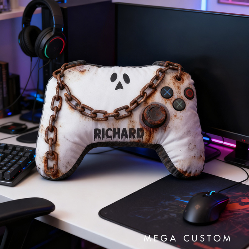 Personalized Graphic 3D Print Horror Game Ghost Controller Shaped Pillow for Game Lovers Plush Pillow Christmas Gift for Kids