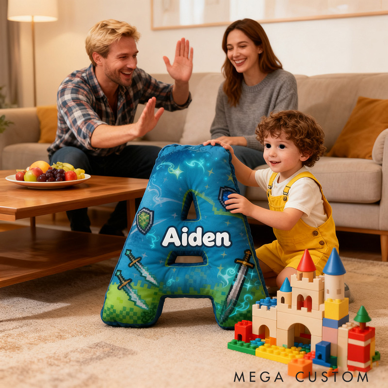 Personalized Game Letter Pillow for Game Lovers Plush Pillow Christmas Birthday Praty Gift for Kids