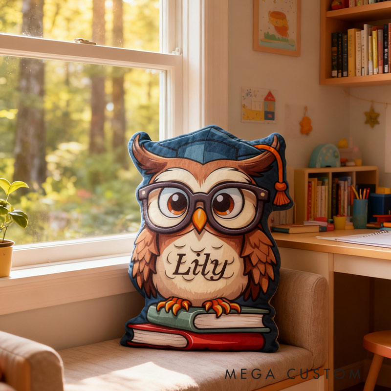Personalized Wise Owl Reading Pillow Graphic 3D Print Gift for Reading Lovers