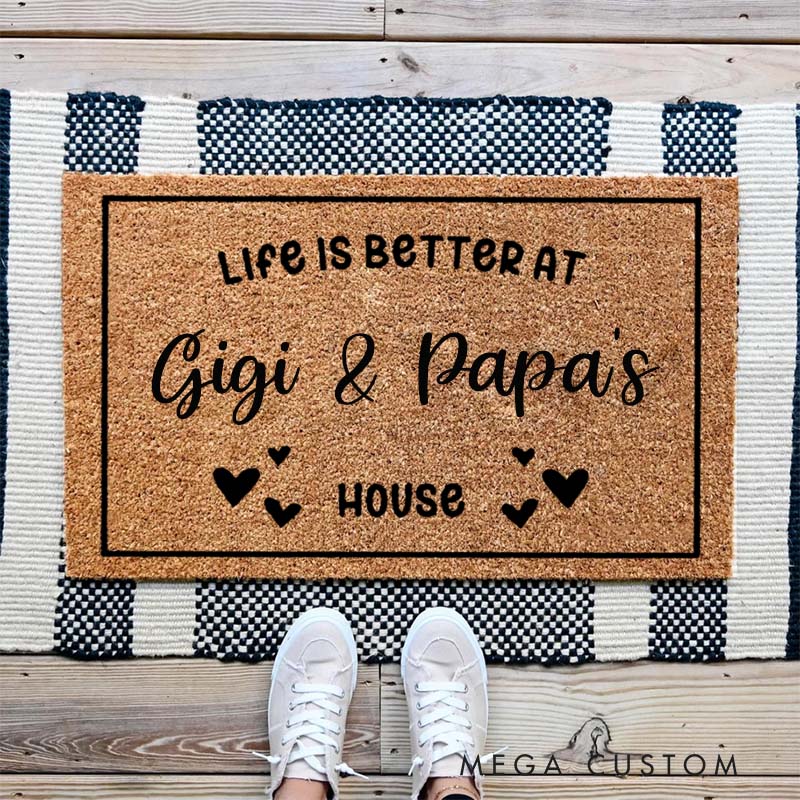 Personalized Life Is Better at Our House Doormat Housewarming Gift Welcome Mat for New Home Indoor Outdoor Door Mat Family Home Decor Durable Design