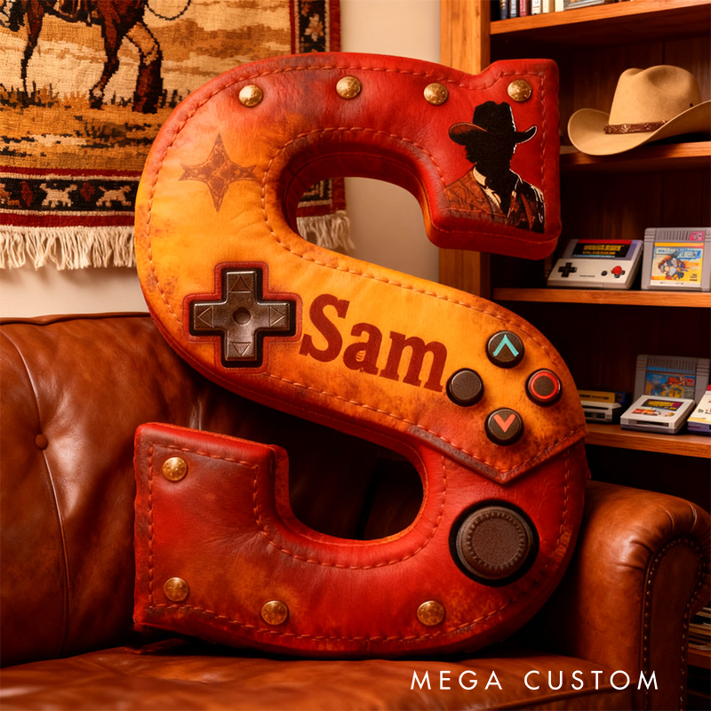 Personalized Graphic 3D Print Western Controller Alphabet Shaped Pillow for Game Lovers Initial Pillow Christmas Gift for Kids