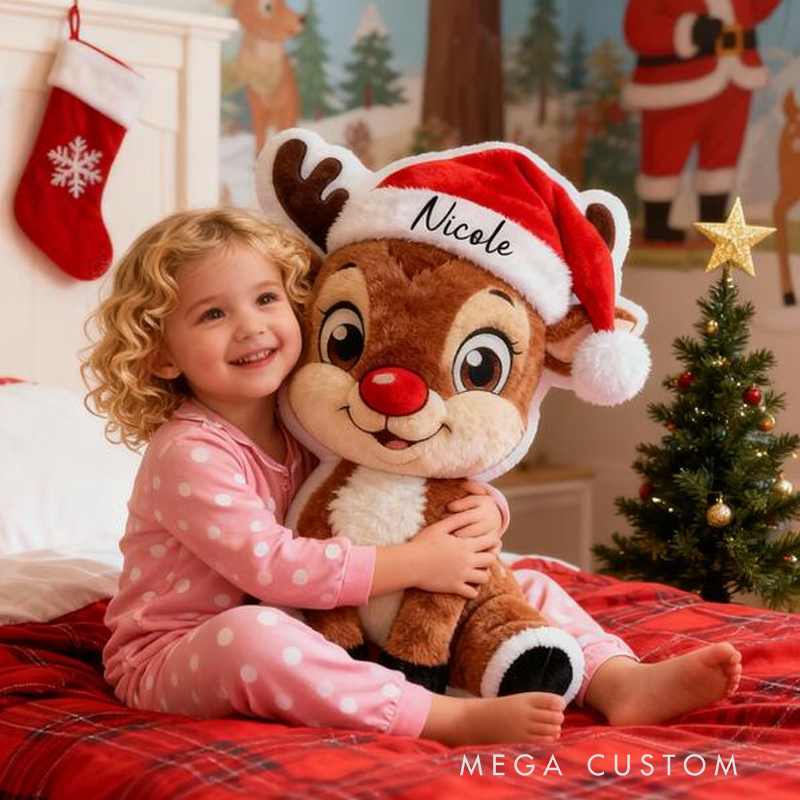 Personalized Cute Deer with Name Graphic 3D Print Pillow Christmas Gift for Kids or Baby Birthday Gifts