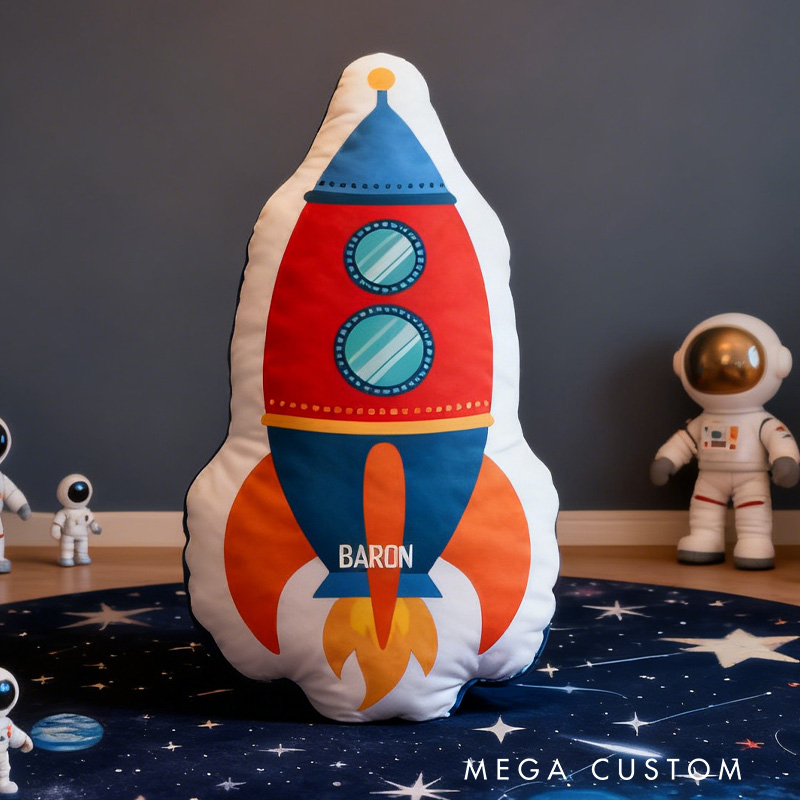 Personalized Space Rocket Pillow Rocket Clip Spaceship Planets Lover Pillow Gift for Kid