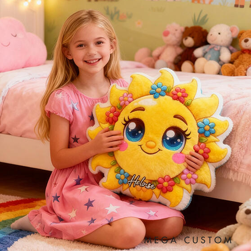 Personalized Sun Pattern with Name Graphic 3D Print Pillow Christmas Gift for Kids or Baby Birthday Gifts