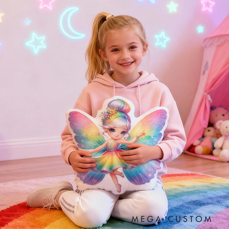 Personalized Butterfly Girl with Name Graphic 3D Print Pillow Christmas Gift for Kids or Baby Birthday Gifts