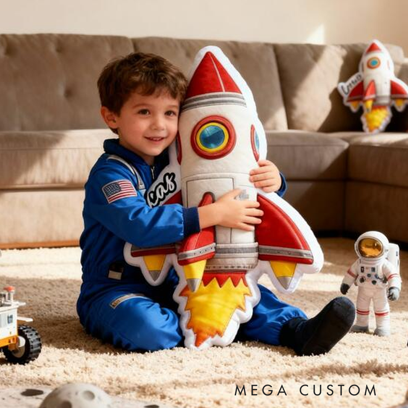 Personalized Rocket with Name Graphic 3D Print Pillow Christmas Gift for Kids or Baby Birthday Gifts