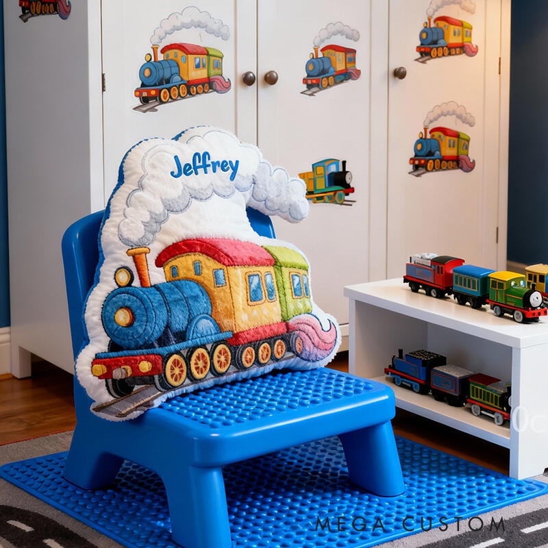Personalized Train Shaped with Name Graphic 3D Print Pillow Christmas Gift for Kids or Baby Birthday Gifts