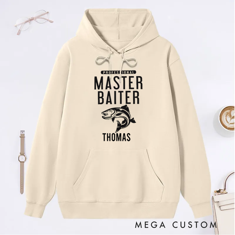 Personalized Fishing Hoodie Master Baiter Hoodie Custom Name Sweatshirt Comfortable and Stylish Gift for Fishing Enthusiasts