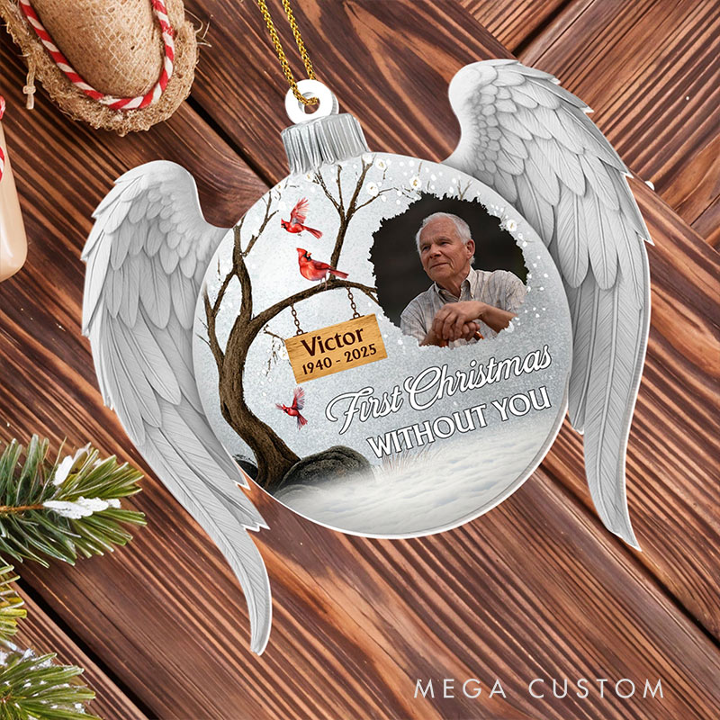 Personalized Acrylic Ornament First Christmas Without You Cardinals and Snow Ornament Gift for Family