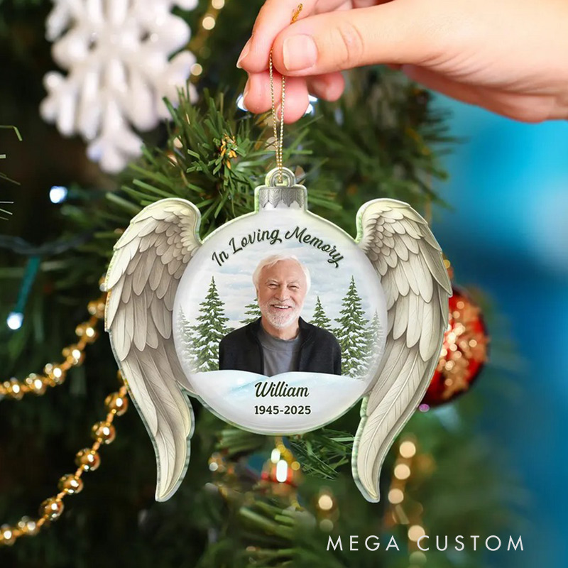 Personalized Photo In Loving Memory Ornament Custom Shaped Acrylic Ornament Christmas Memorial Sympathy Gifts for Loss of Loved One
