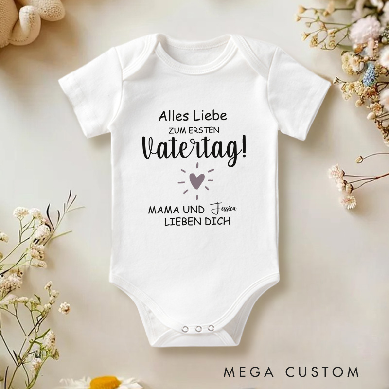 Personalized Alles Liebe zum Ersten Vatertag Sweet German Design for Father’s Day Baby Onesie