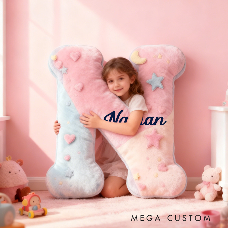 Personalized Pink Macaron Alphabet Throw Pillow Cute Dessert Letter Pillow with Name for Kids Girl Boy Baker Christmas Gifts Loving Room Decor